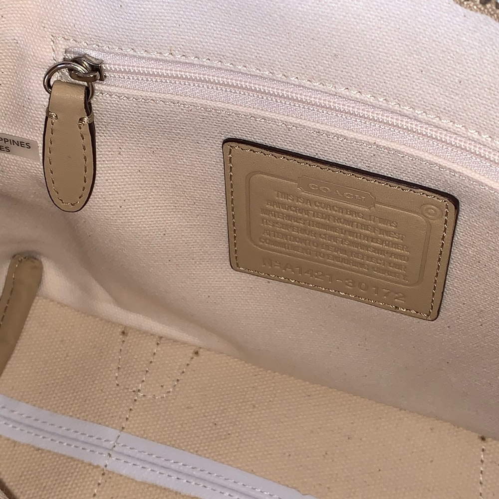 COACH TAN BLEECKER STRIPED MINI PRESTON SATCHEL - Picture 15 of 16